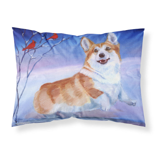 'Caroline'S Treasures 7328Pillowcase Corgi Snow Cardinal Fabric Standard Pillowcase, Large, Multicolor'