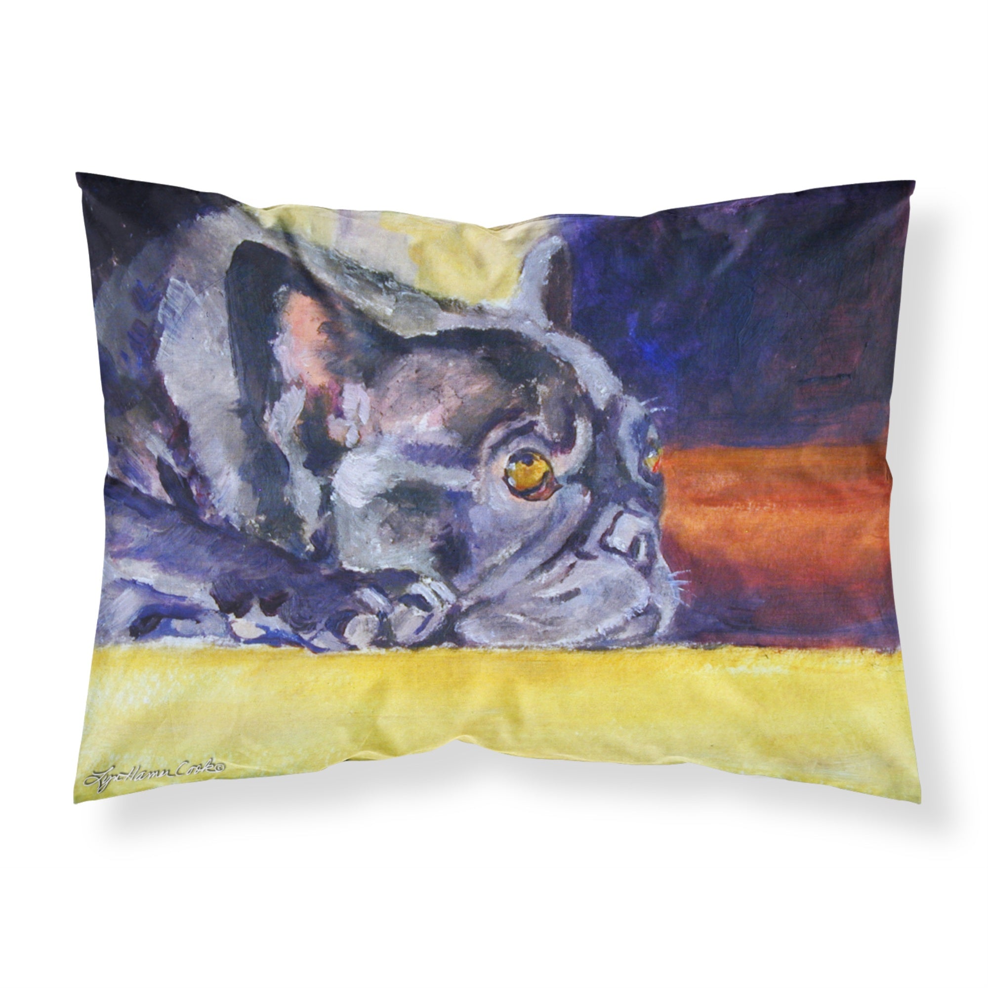 'Caroline'S Treasures 7331Pillowcase Black French Bulldog Sunny Fabric Standard Pillowcase, Large, Multicolor'