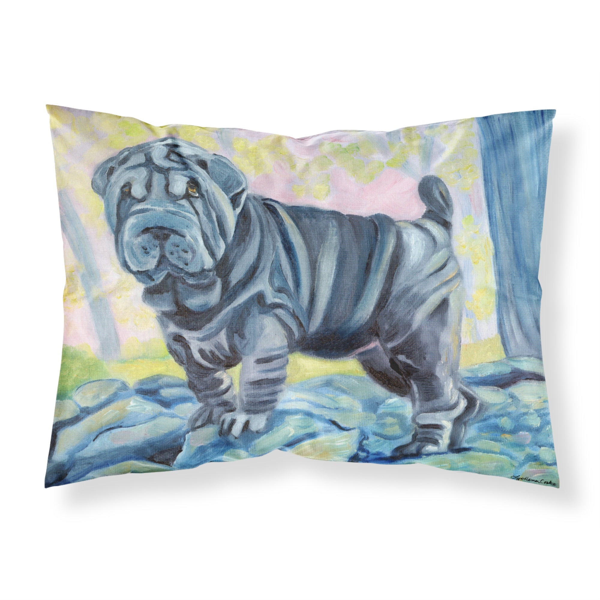 'Caroline'S Treasures 7333Pillowcase Blue Shar Pei Fabric Standard Pillowcase, Large, Multicolor'