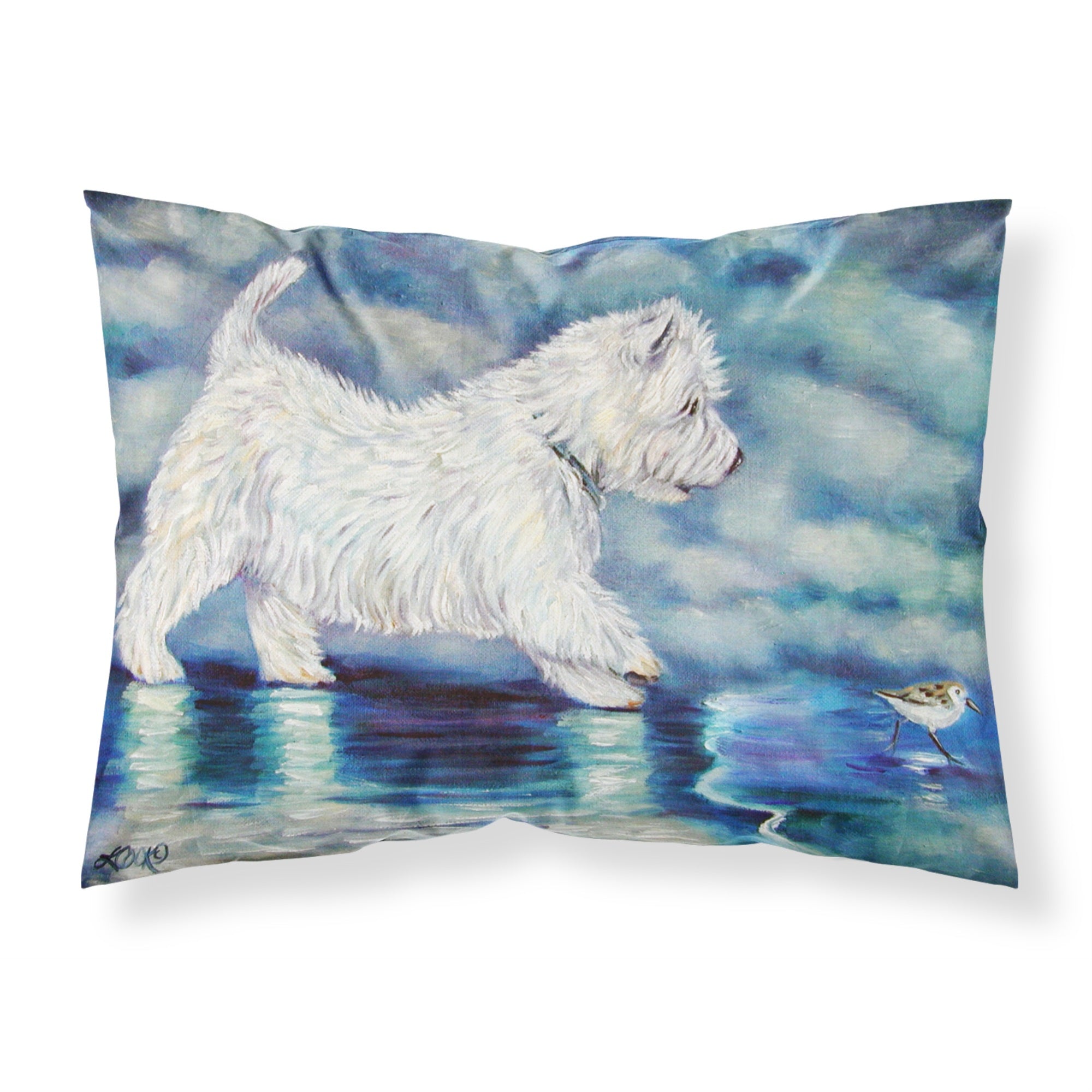 'Caroline'S Treasures 7334Pillowcase Misty Westie Fabric Standard Pillowcase, Large, Multicolor'