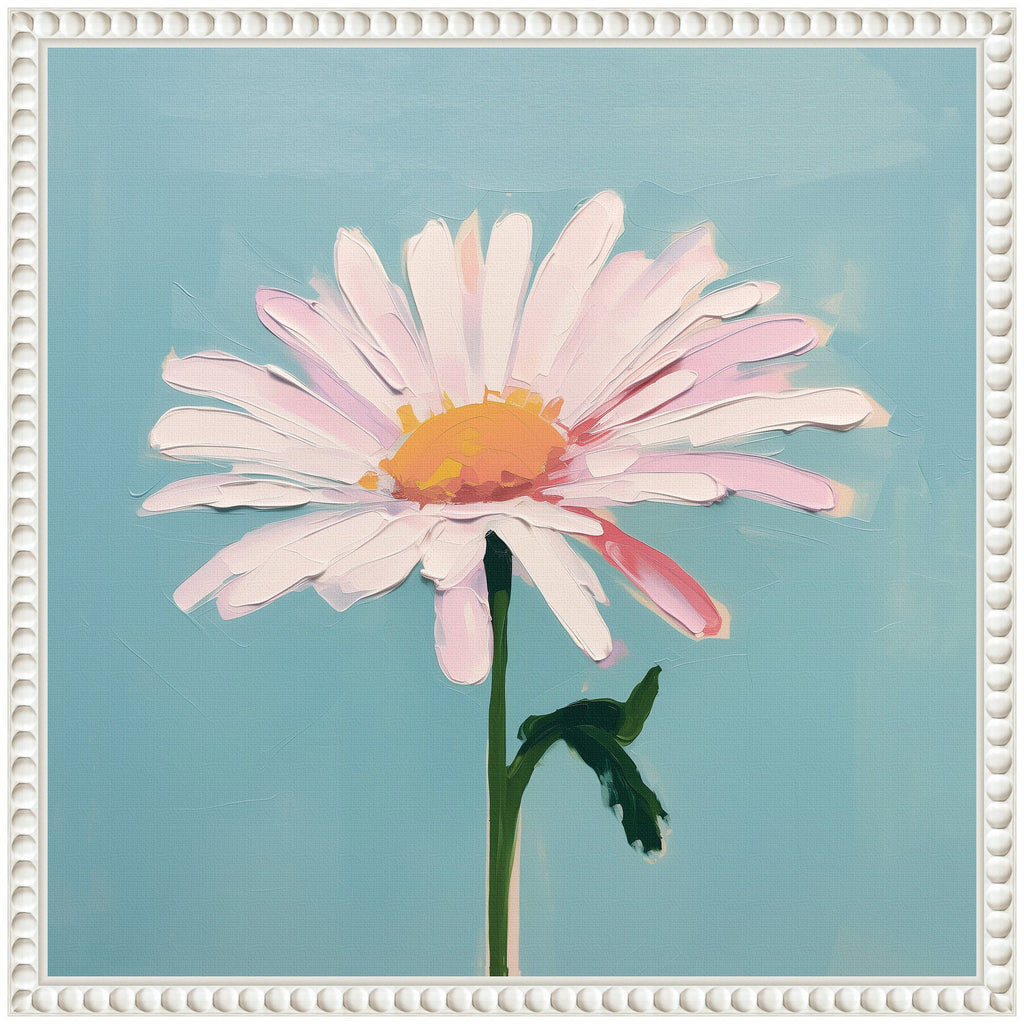Sylvie Delicate Daisy 1 Teal Framed Canvas by The Creative Bunch Studio