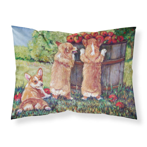 'Caroline'S Treasures 7351Pillowcase Apple Helper Corgis Fabric Standard Pillowcase, Large, Multicolor'