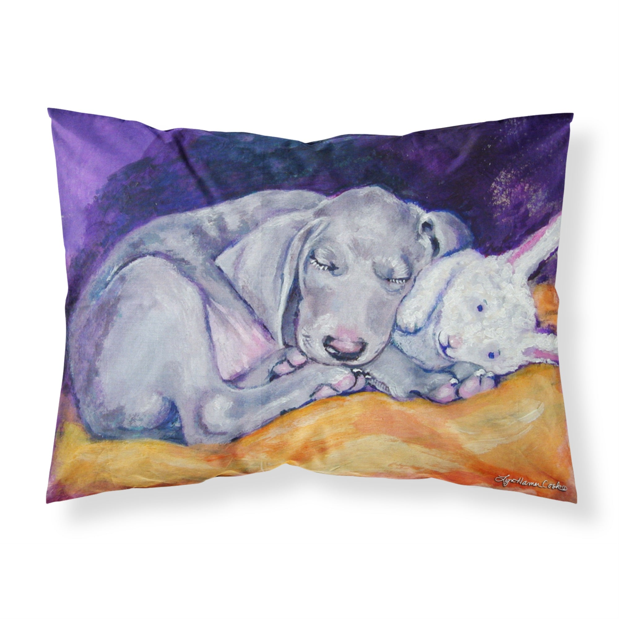 'Caroline'S Treasures 7354Pillowcase Weimaraner Snuggle Bunny Fabric Standard Pillowcase, Large, Multicolor'