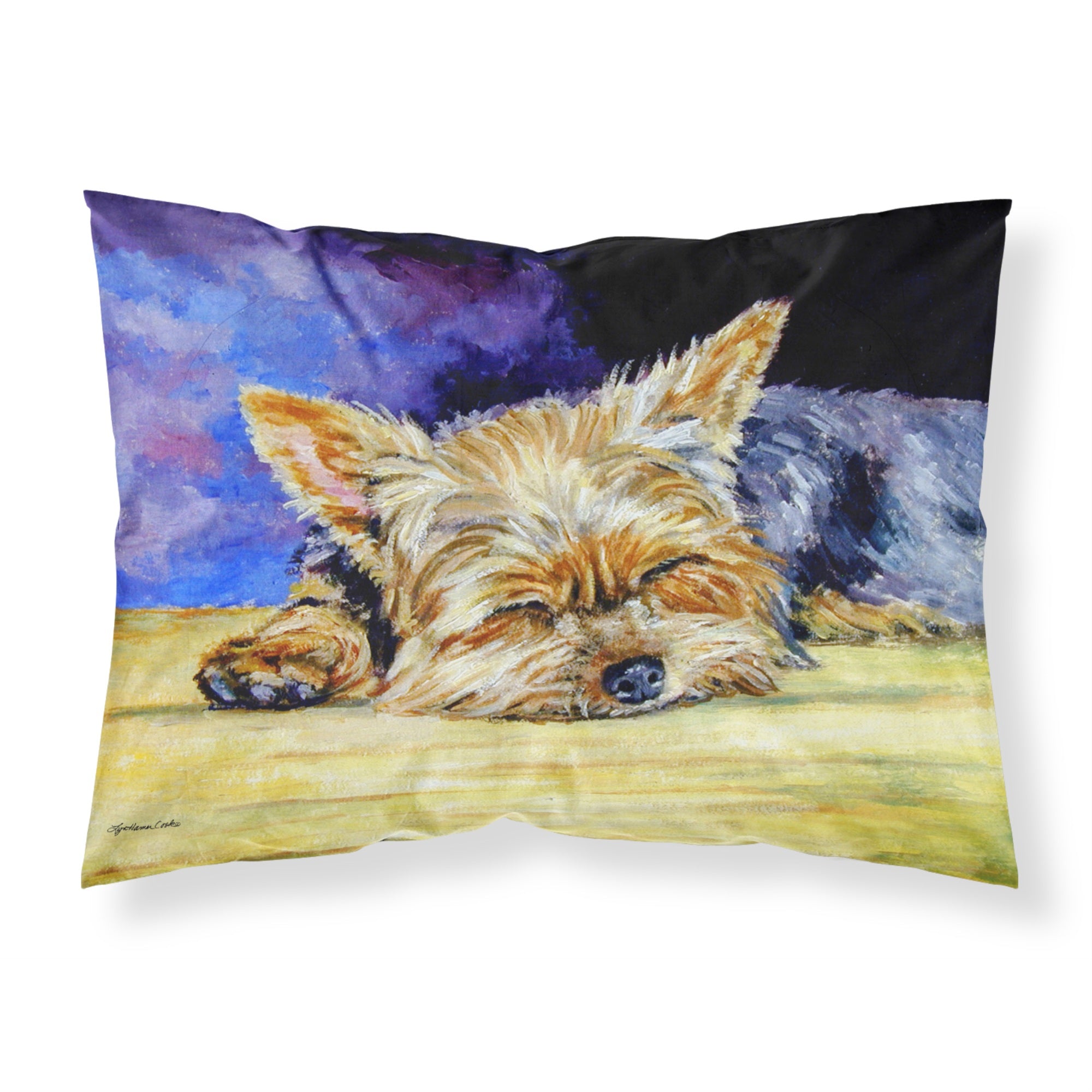 'Caroline'S Treasures 7357Pillowcase Yorkie Taking A Nap Fabric Standard Pillowcase, Large, Multicolor'