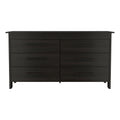59 Black Wood Six Drawer Double Dresser