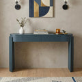 55 Inch Teal Blue Wood Oval Double Pedestal Console Table With Two Drawers