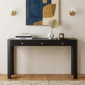 52 Inch Black Wood Console Table With Three Drawers