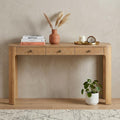 52 Inch Natural Wood Console Table With Three Drawers
