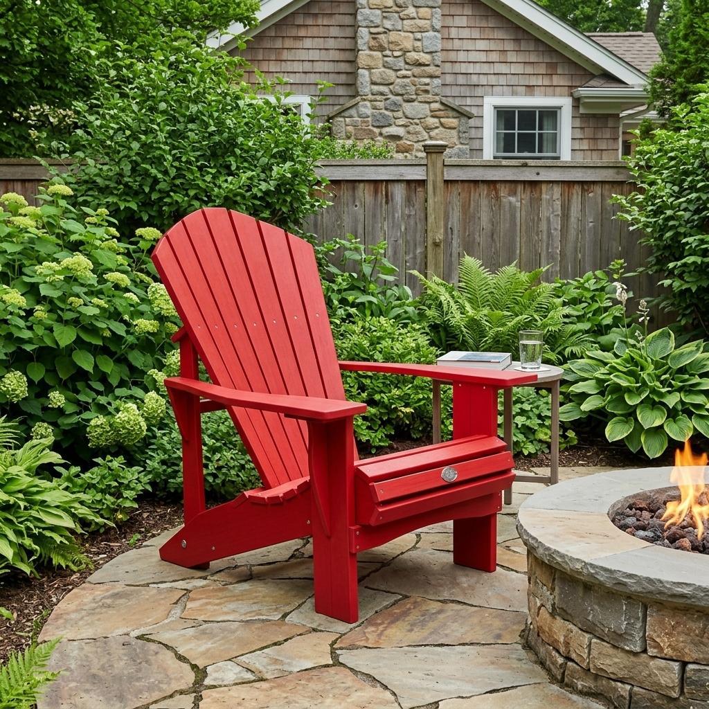 24 Red Heavy Duty Plastic Outdoor Adirondack Chair