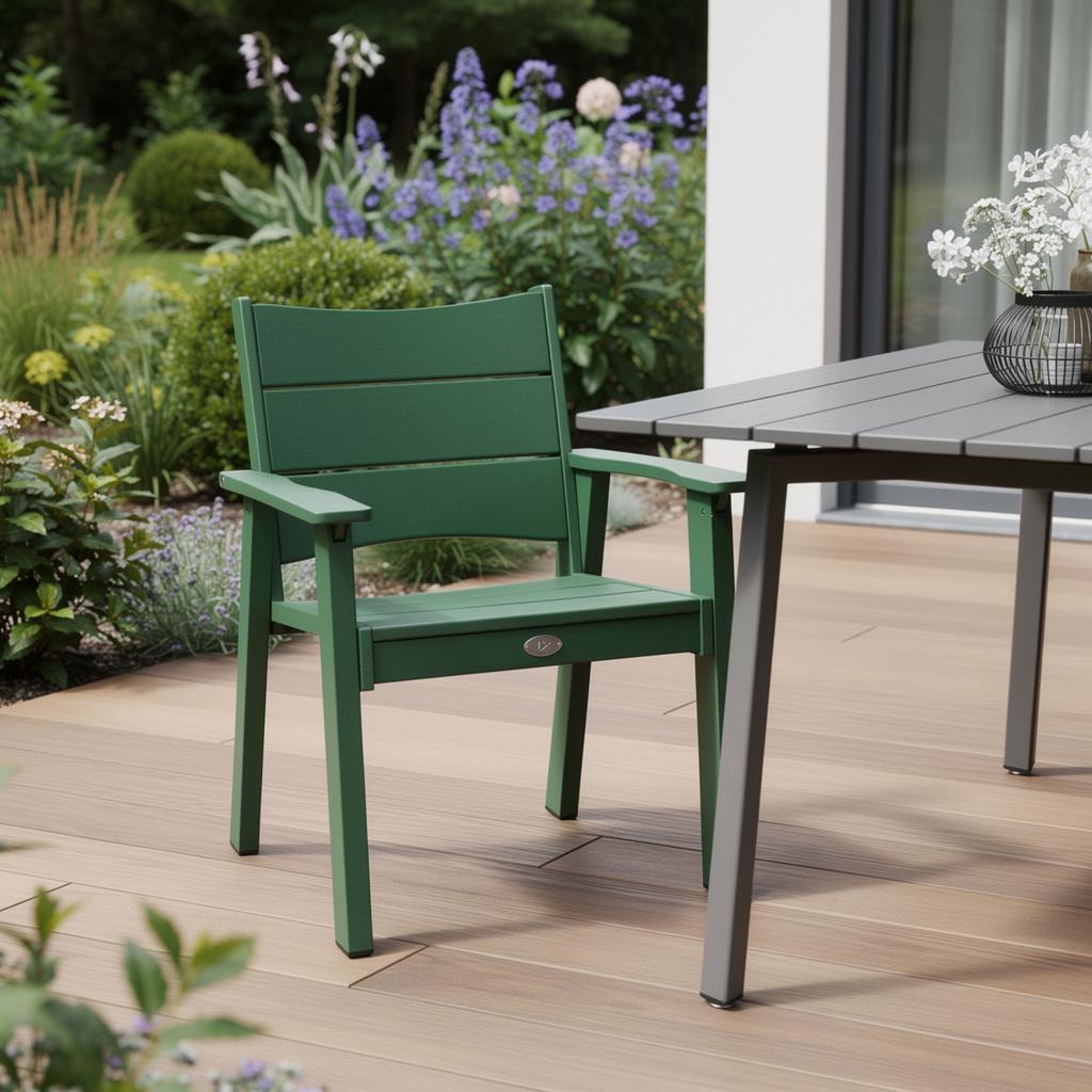 26 Green Heavy Duty Plastic Outdoor Dining Chair