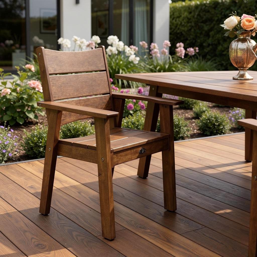 26 Walnut Textured Heavy Duty Plastic Outdoor Dining Chair