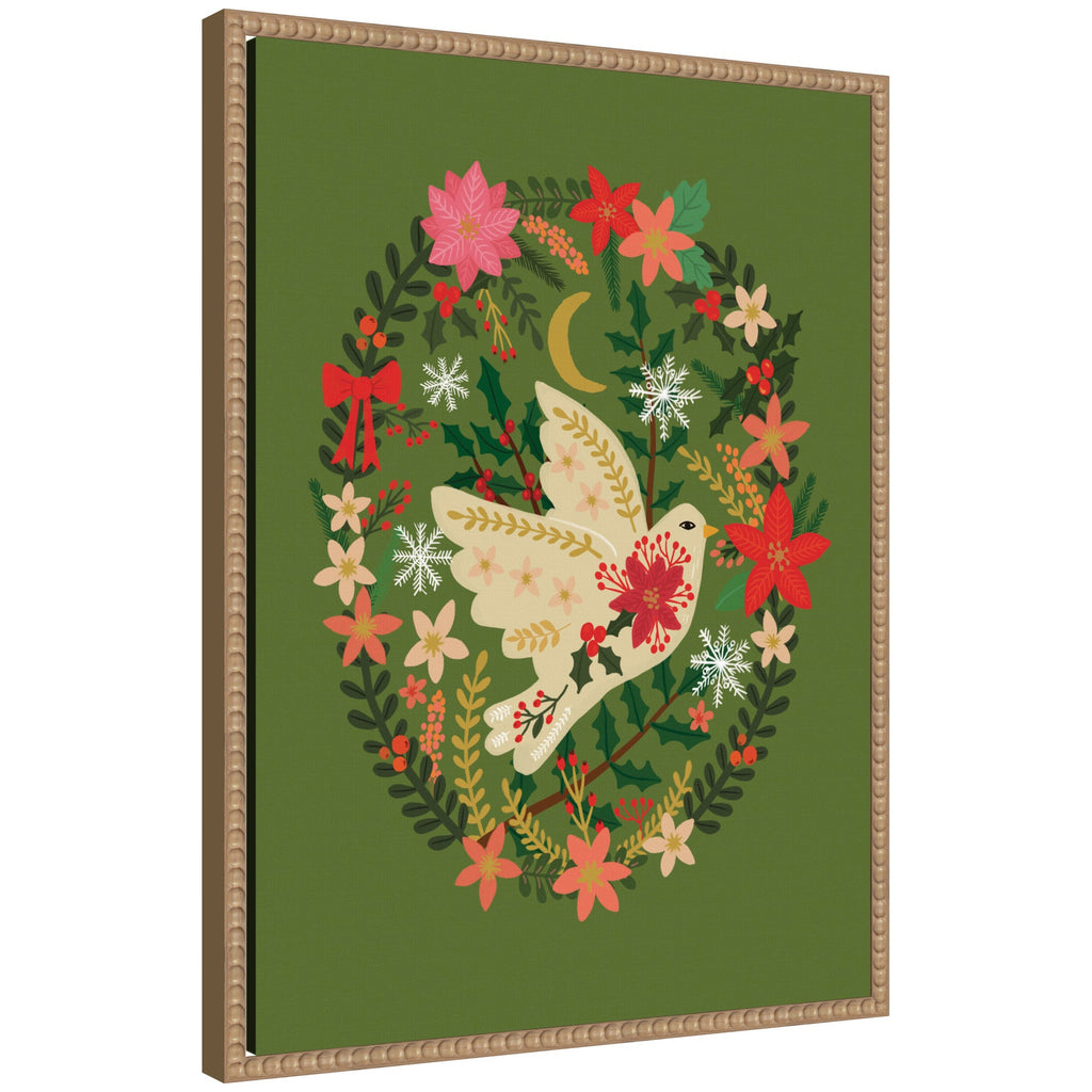 Sylvie Beaded Dove Christmas Framed Canvas by Mia Charro