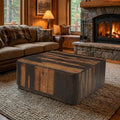 39 Inch Dark Brown Solid Wood Square Solid Coffee Table