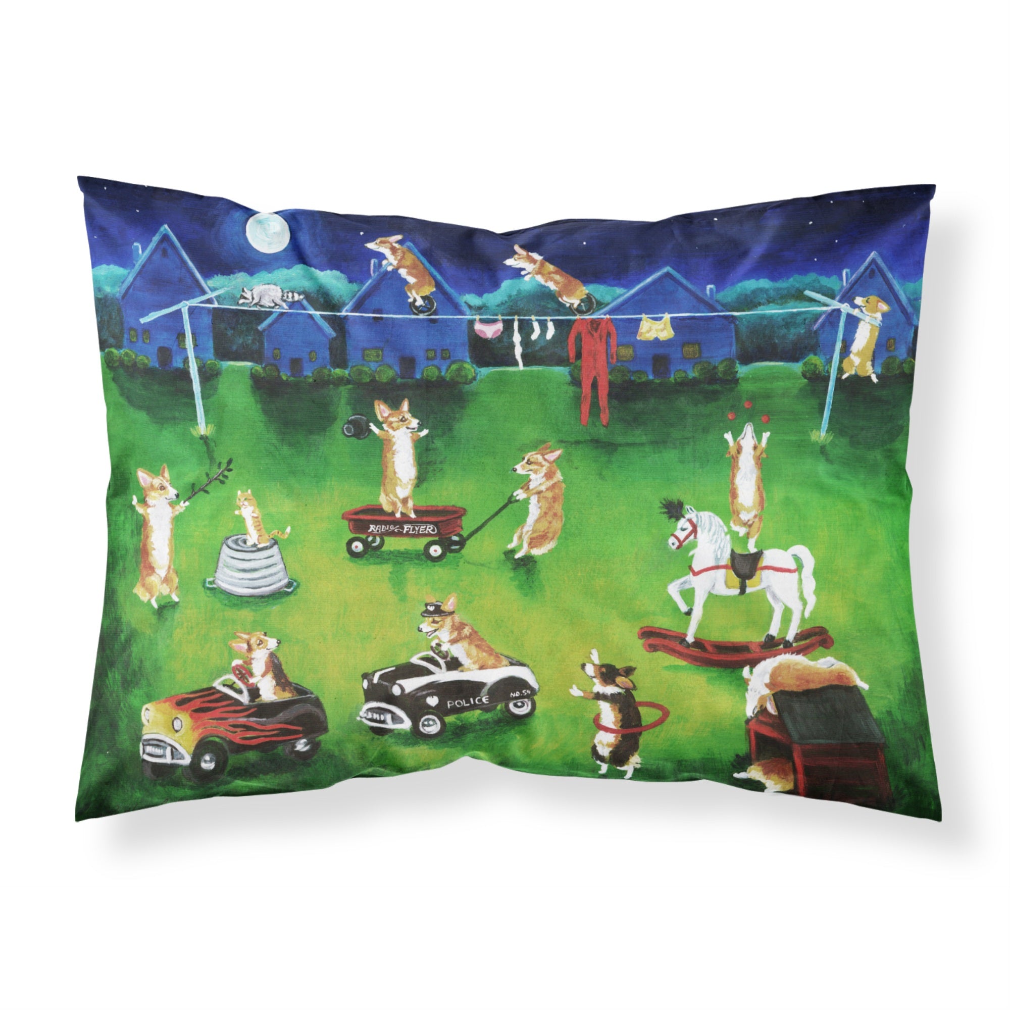 'Caroline'S Treasures Corgi Backyard Circus Fabric Standard Pillowcase 7403Pillowcase, Multicolor'