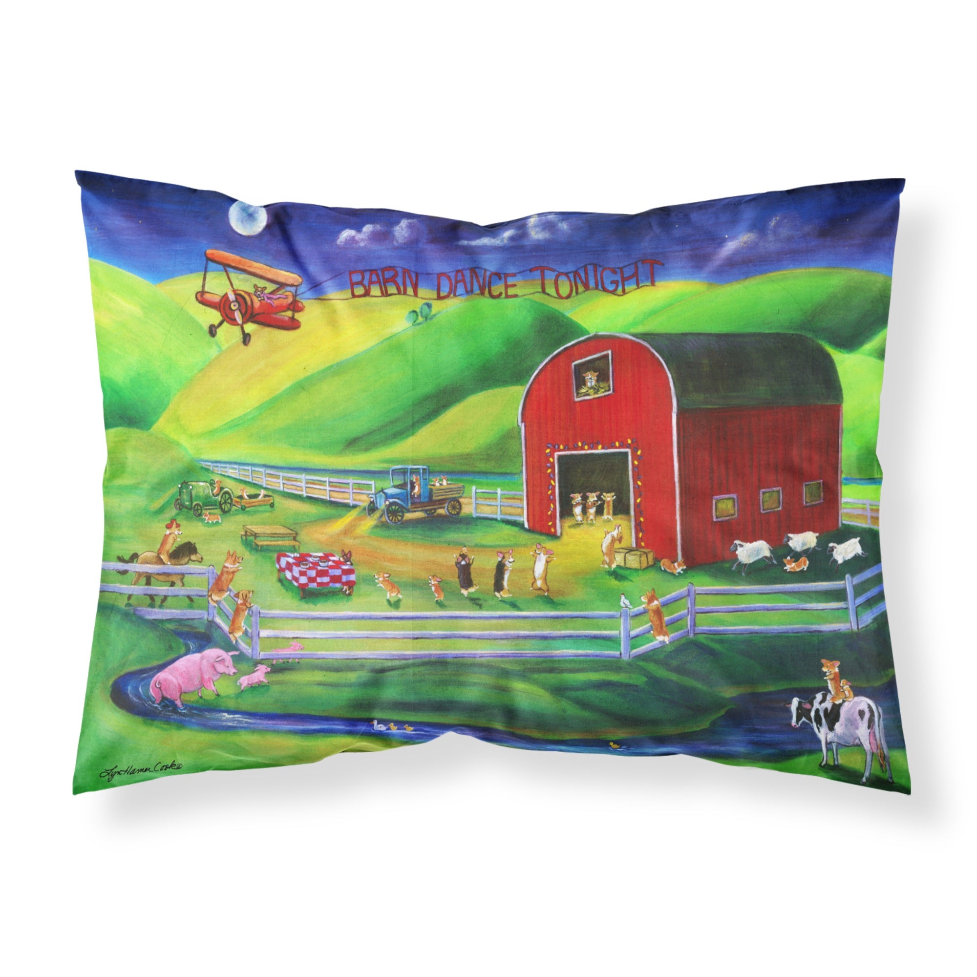 'Caroline'S Treasures Corgi Barn Dance Fabric Standard Pillowcase 7404Pillowcase, Multicolor'