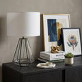 18 Clear And Brass Glass And Metal Geometric Table Lamp With Drum Shade