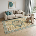 5 X 7 Brown Cream And Sage Oriental Washable Area Rug