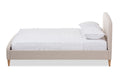 Baxton Studio Mia MidCentury Light Beige Fabric Upholstered Full Size Platform Bed
