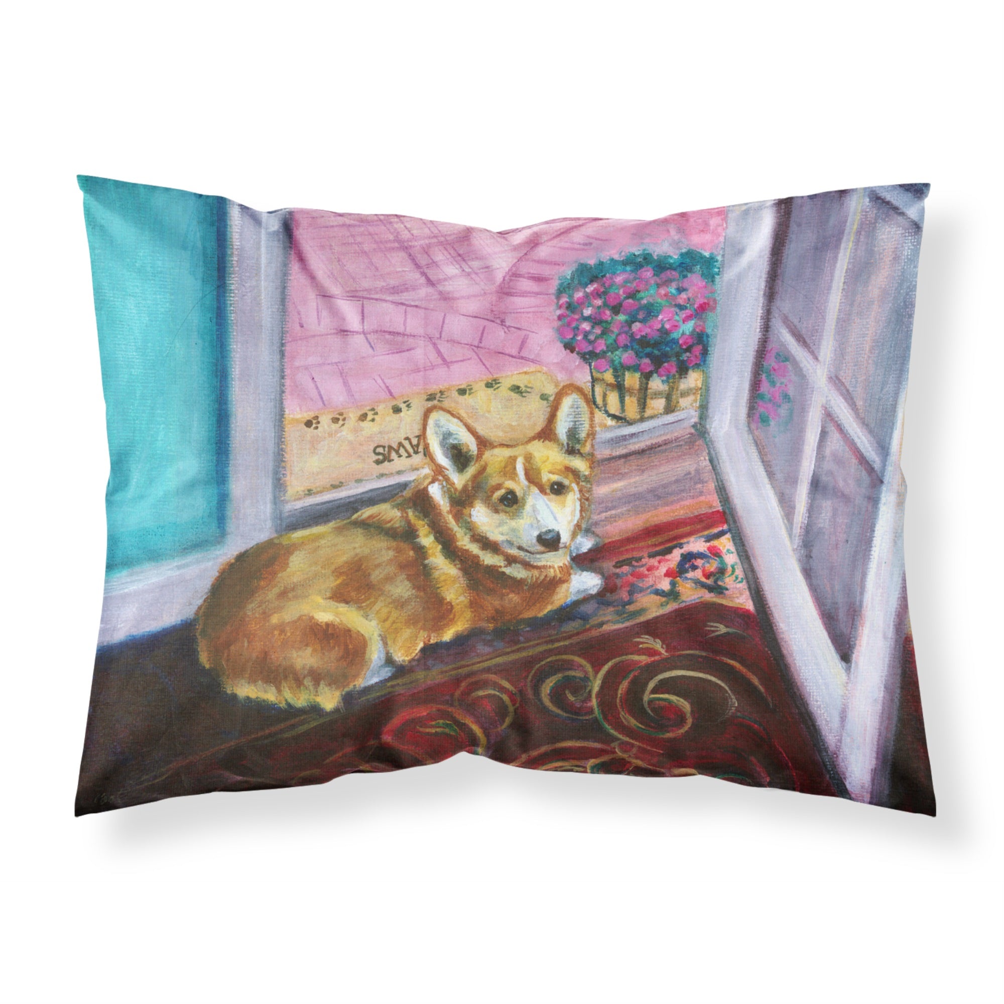 'Caroline'S Treasures Corgi Watching From The Door Fabric Standard Pillowcase 7410Pillowcase, Multicolor'