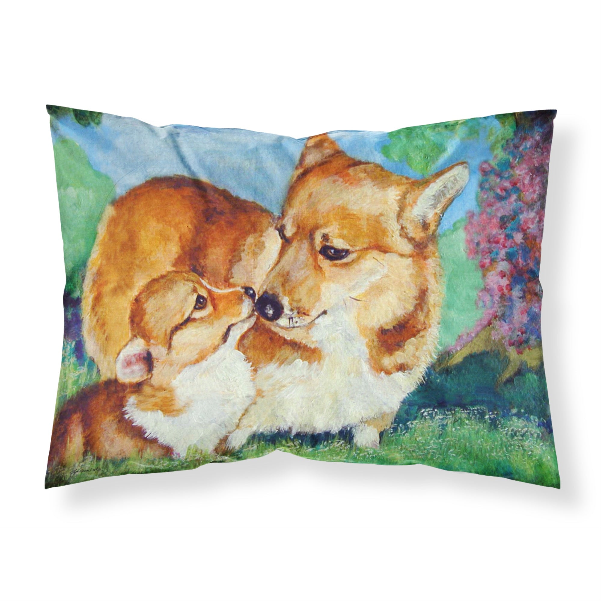 'Caroline'S Treasures ''Corgi Momma'S Love'' Printed, Polyester Envelope Closure Pillowcase, Standard, Multicolor'