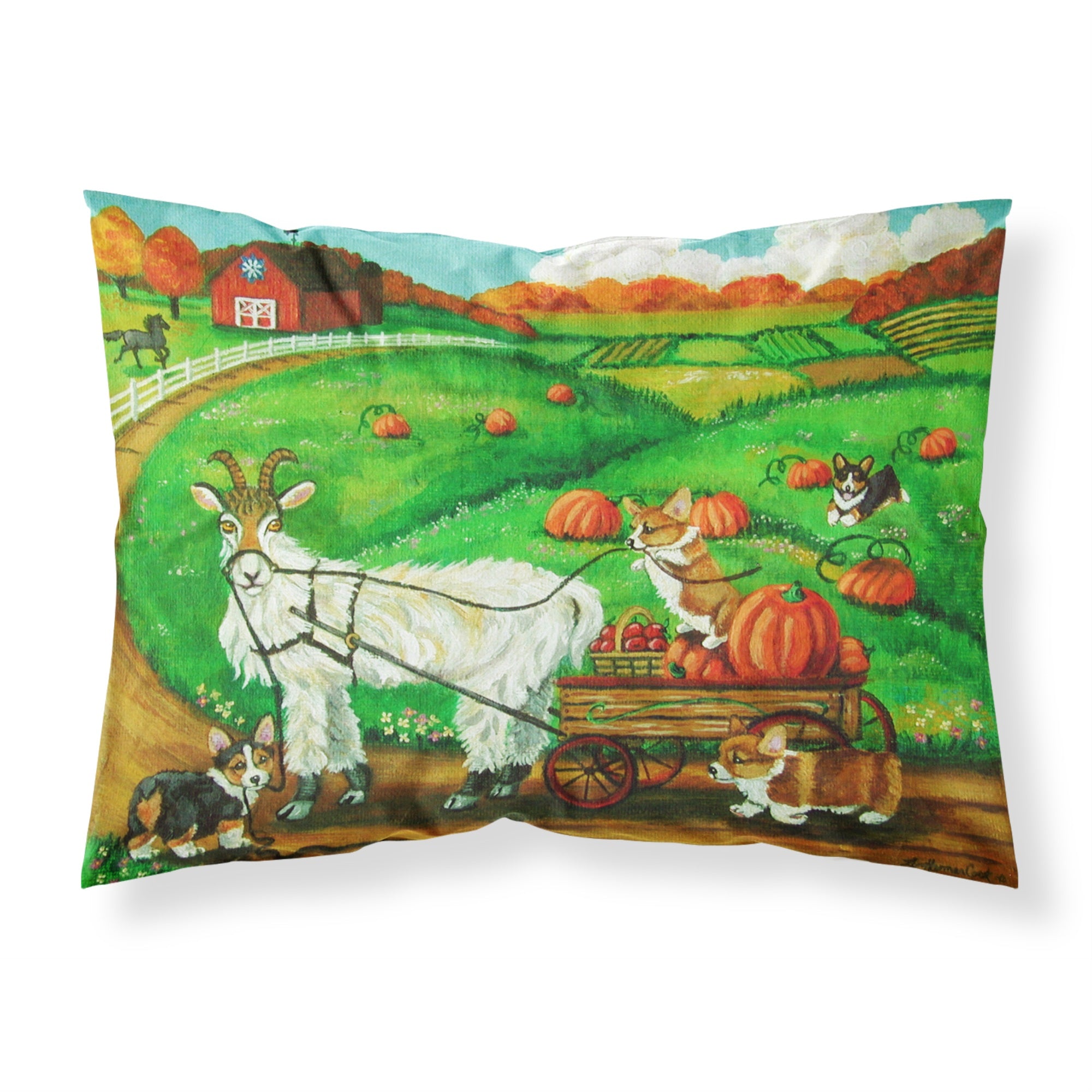 'Caroline'S Treasures Corgi Pumpkin Ride With Goat Fabric Standard Pillowcase 7414Pillowcase, Multicolor'