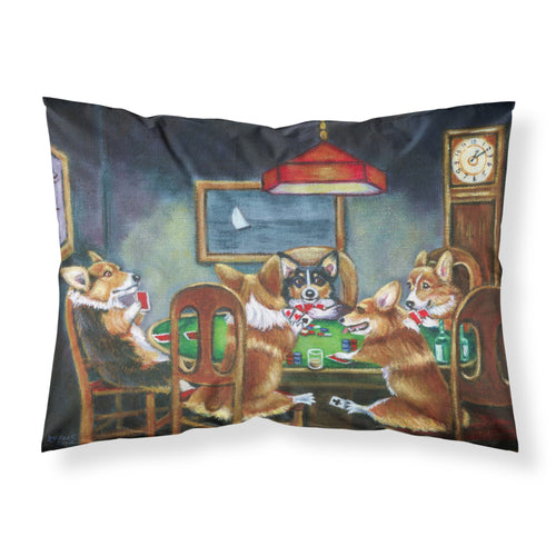 'Caroline'S Treasures ''Corgi Playing Poker'' Printed, Polyester Envelope Closure Pillowcase, Standard, Multicolor'