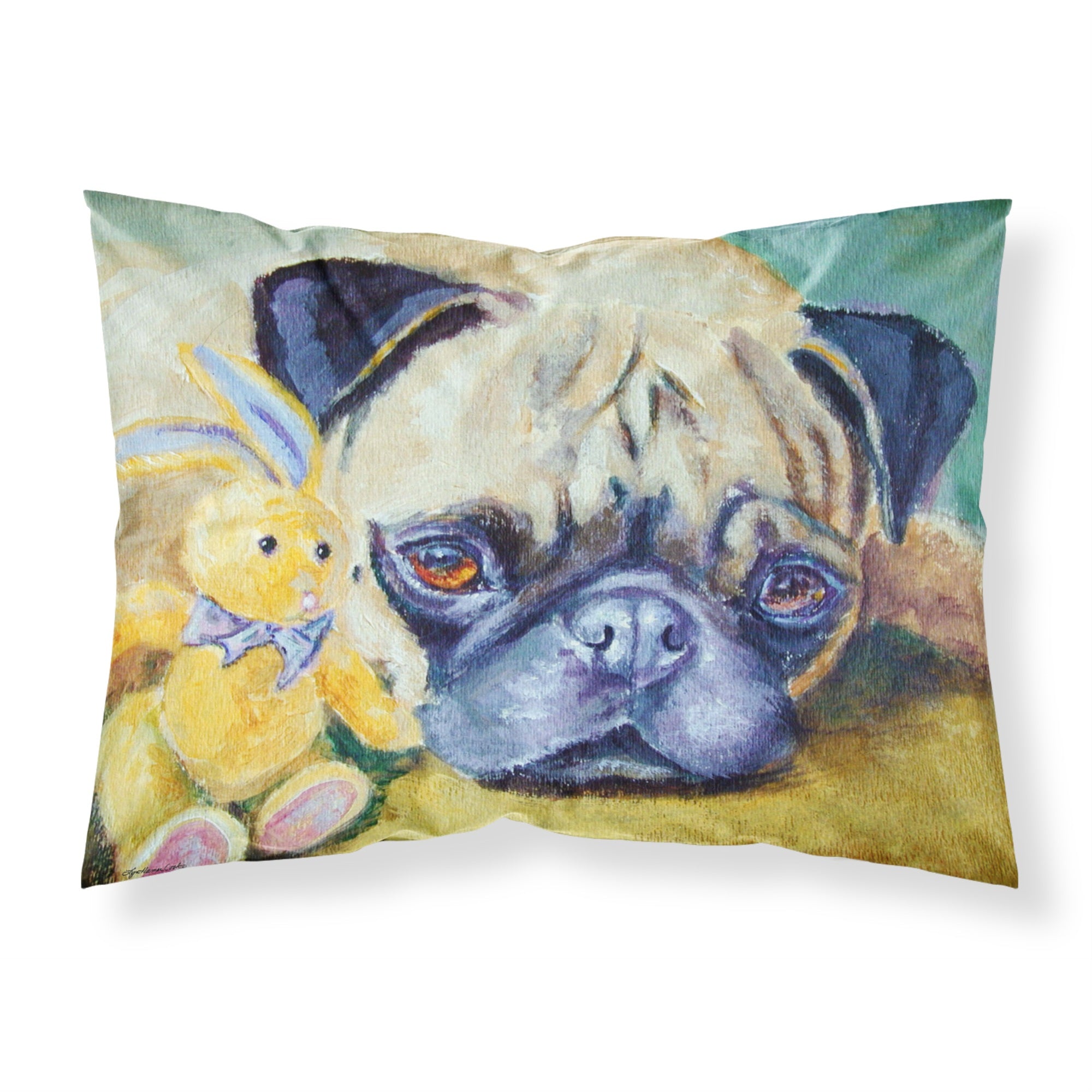'Caroline'S Treasures Pug Bunny Rabbit Fabric Standard Pillowcase 7423Pillowcase, Multicolor'