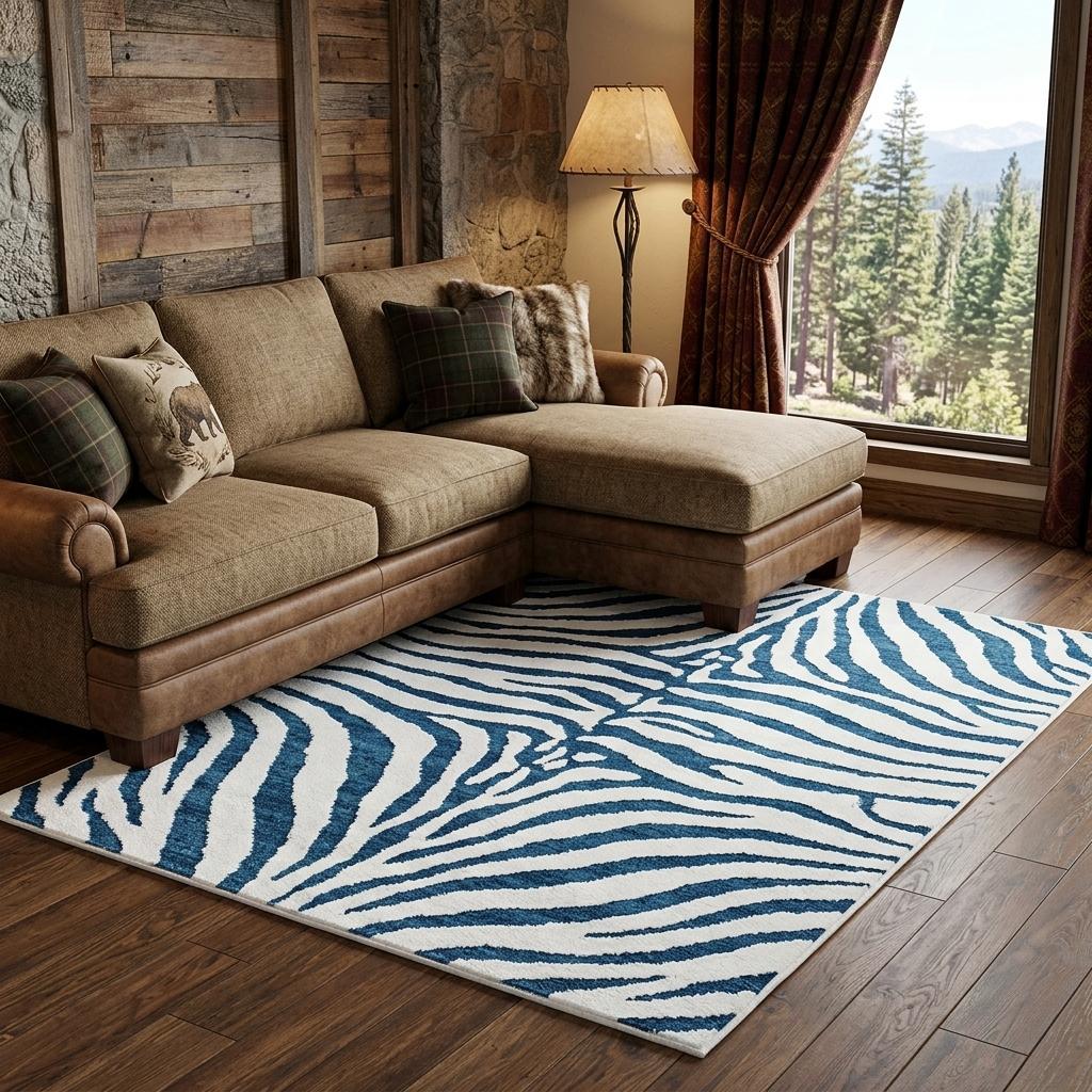 10 X 13 Blue Green And White Area Rug