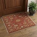 2 X 3 Red Gold And Ivory Wool Geometric Hand Knotted Area Rug