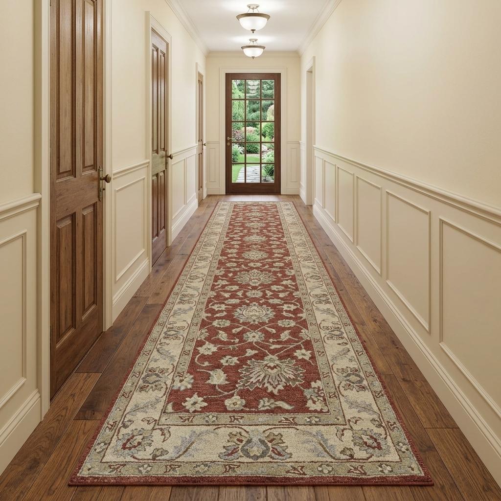 10 Red Brown And Ivory Wool Oriental Hand Tufted Area Rug