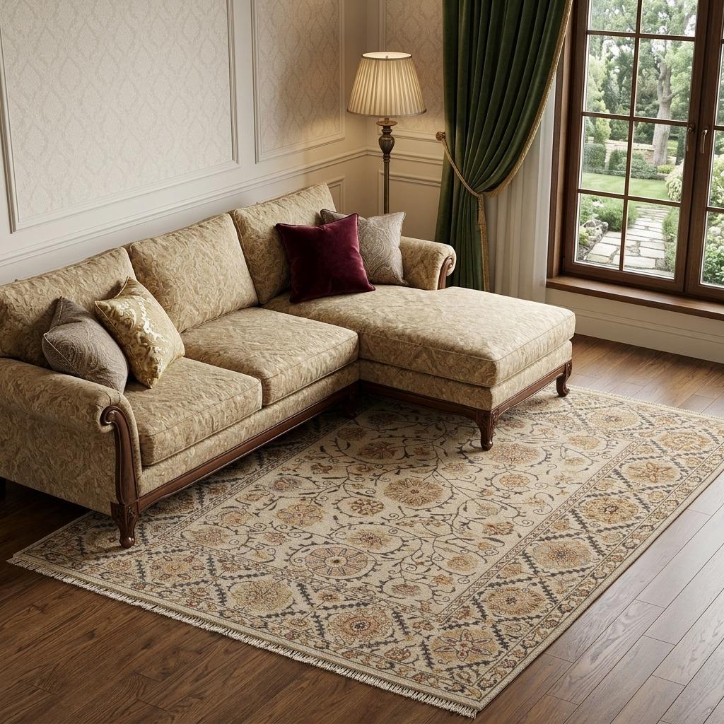 8 X 10 Tan Gray And Red Wool Oriental Hand Knotted Area Rug