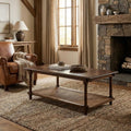 42 Inch Chestnut Solid Wood and Rattan Coffee Table