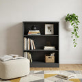 36 Gray Solid Wood Adjustable Three Tier Library Bookcase