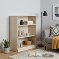 36 Beige Solid Wood Adjustable Three Tier Library Bookcase