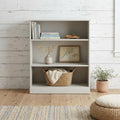 36 Off White Solid Wood Adjustable Three Tier Library Bookcase