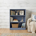 36 French Blue Solid Wood Adjustable Three Tier Library Bookcase