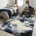 8 X 10 Black Blue And Ivory Abstract Area Rug