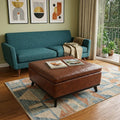37 Inch Brown And Black Faux Leather Ottoman With Storage