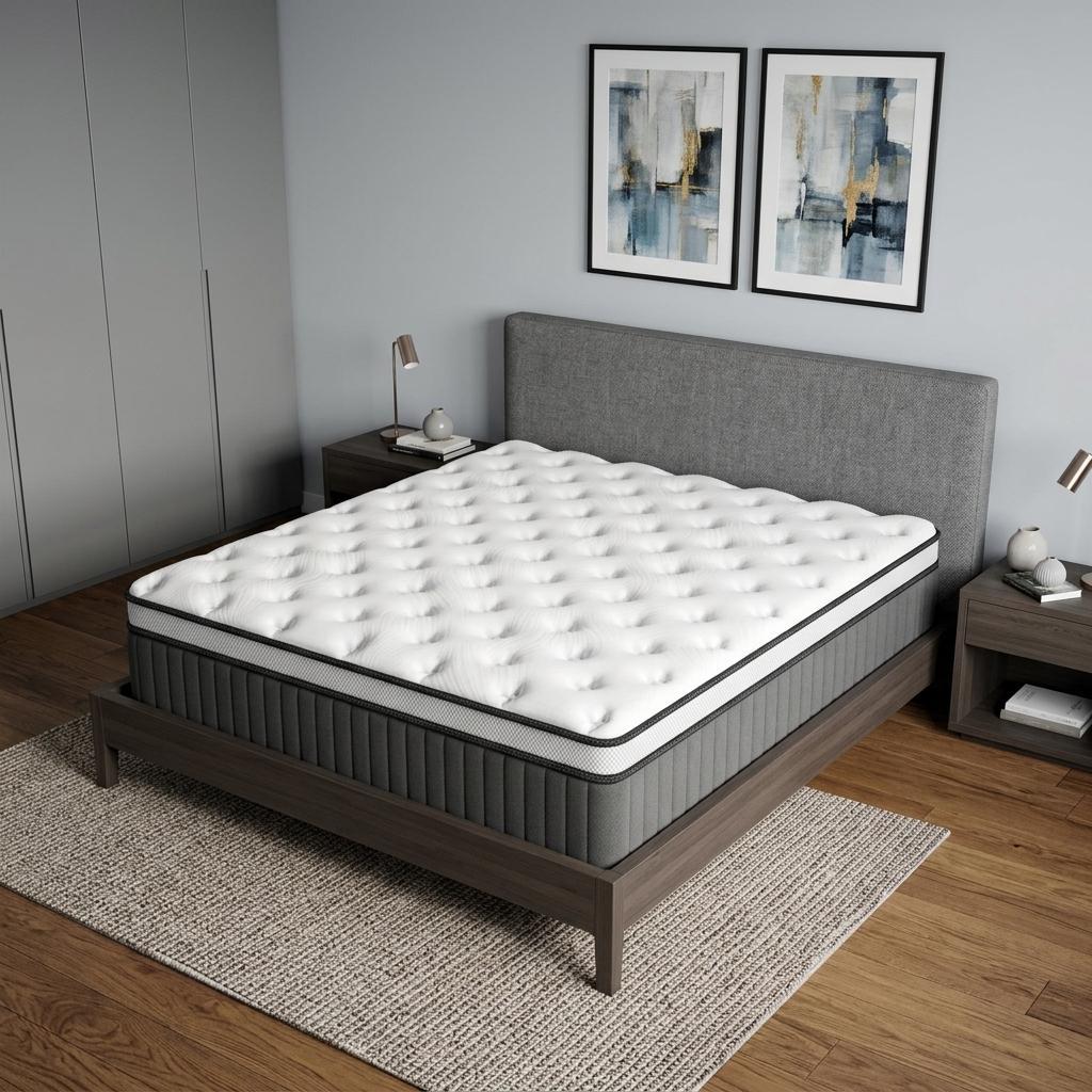 14 Inch Queen Memory Foam Medium Euro Top Hybrid Mattress