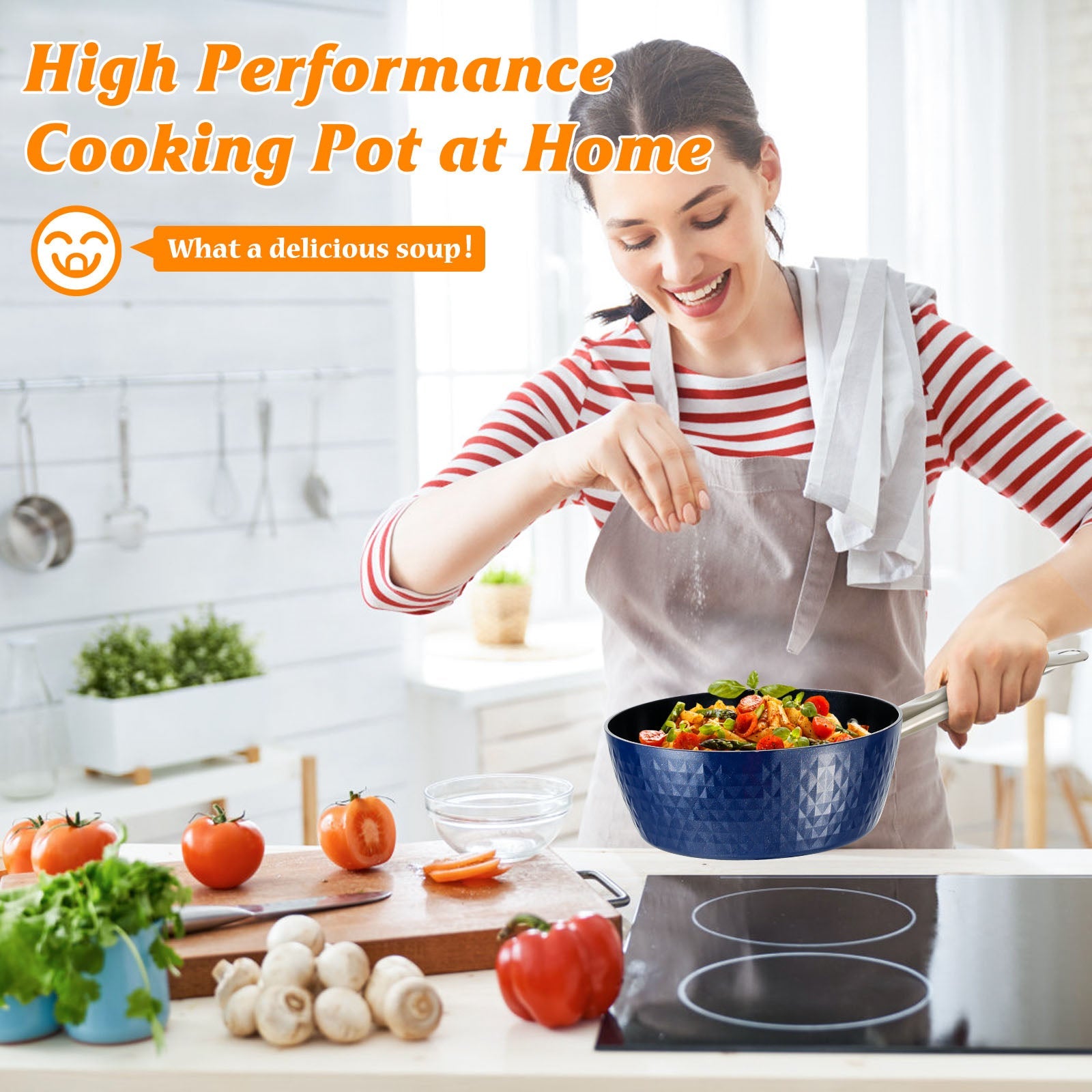 CasaFoyer 20cm Induction Saucepan with Lid - 1.8L Non-Stick Milk Pan