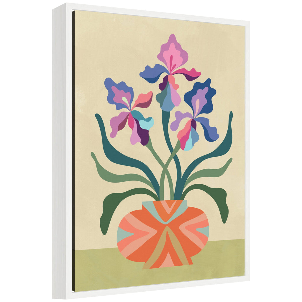 Sylvie Iris and Vase Framed Canvas by Rachel Lee