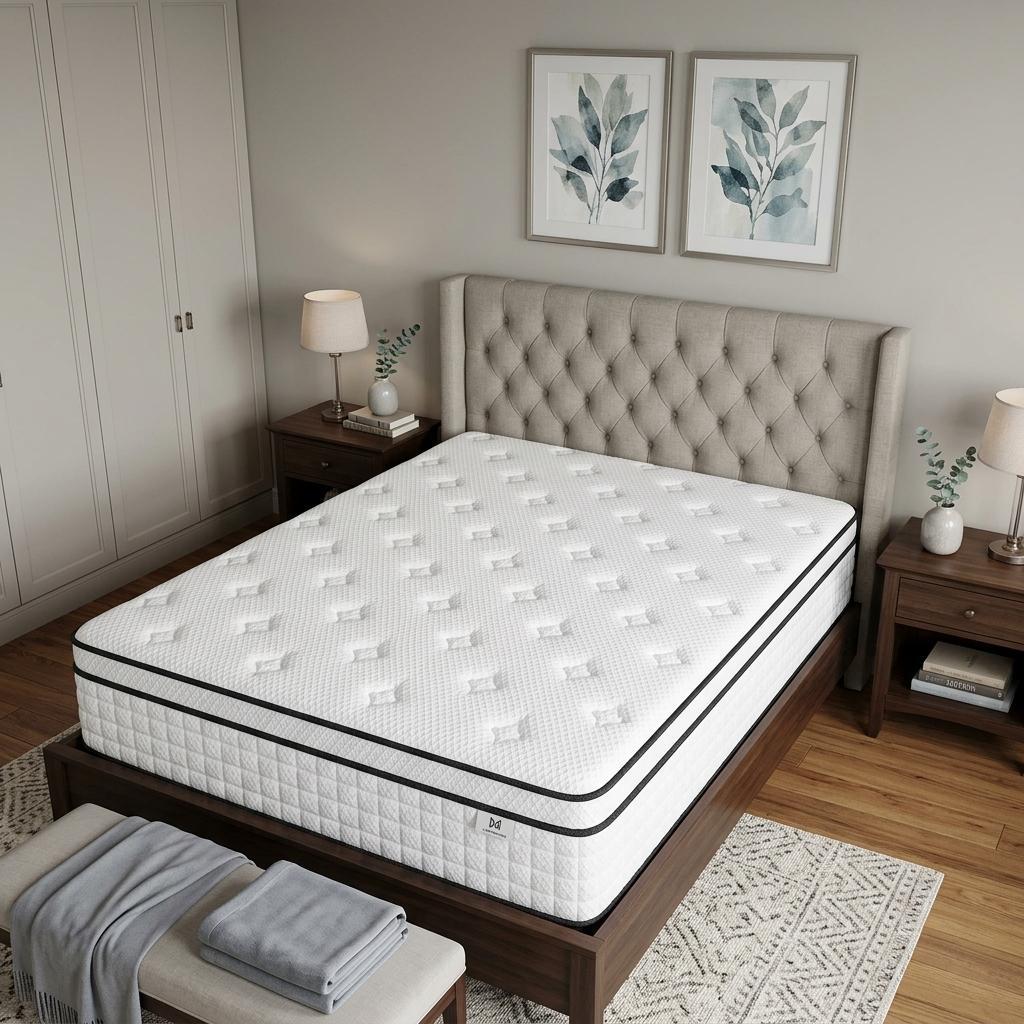 12 Inch Full Double Gel Memory Foam Check Medium Hybrid Mattress