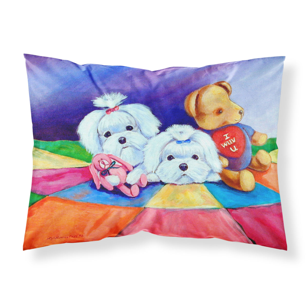 'Caroline'S Treasures 7515Pillowcase Maltese Moisture Wicking Fabric Standard Pillowcase, Large, Multicolor'