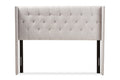 Baxton Studio Ally Modern And Contemporary Greyish Beige Fabric Button-Tufted Nail head King Size Winged Headboard