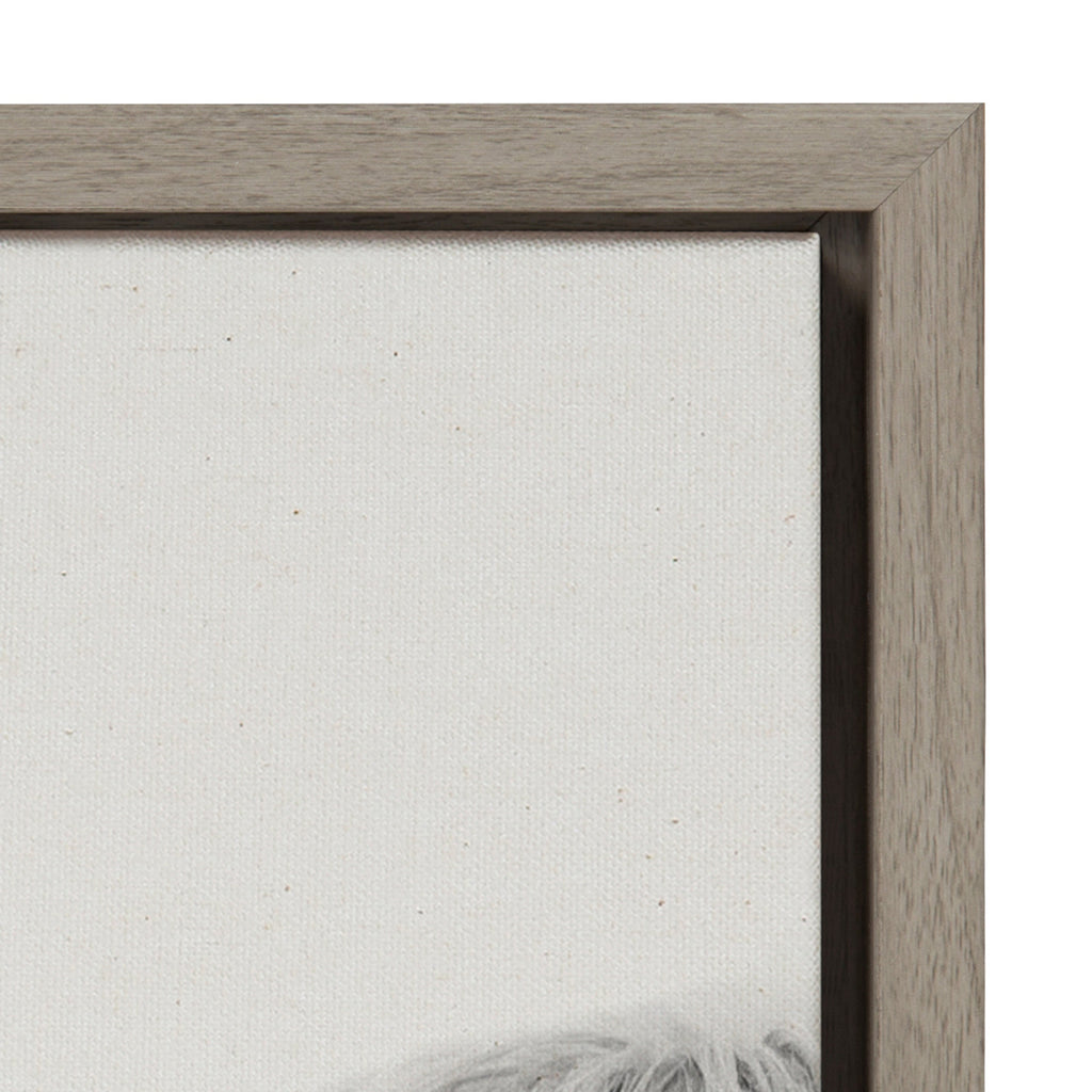 Sylvie Hey Dude Highland Cow Crop Framed Canvas by The Creative Bunch Studio