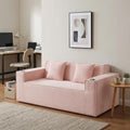 76 Inch Pink Corduroy Loveseat and Toss Pillows