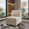 26 Inch Beige Faux Leather Lounge Chair With Storage