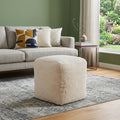 18 Inch Beige and Natural Cotton Blend Cube Pouf Ottoman