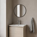 16 Inch Black Aluminum Round Framed Bathroom Vanity Mirror