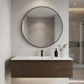 30 Inch Black Aluminum Round Framed Bathroom Vanity Mirror